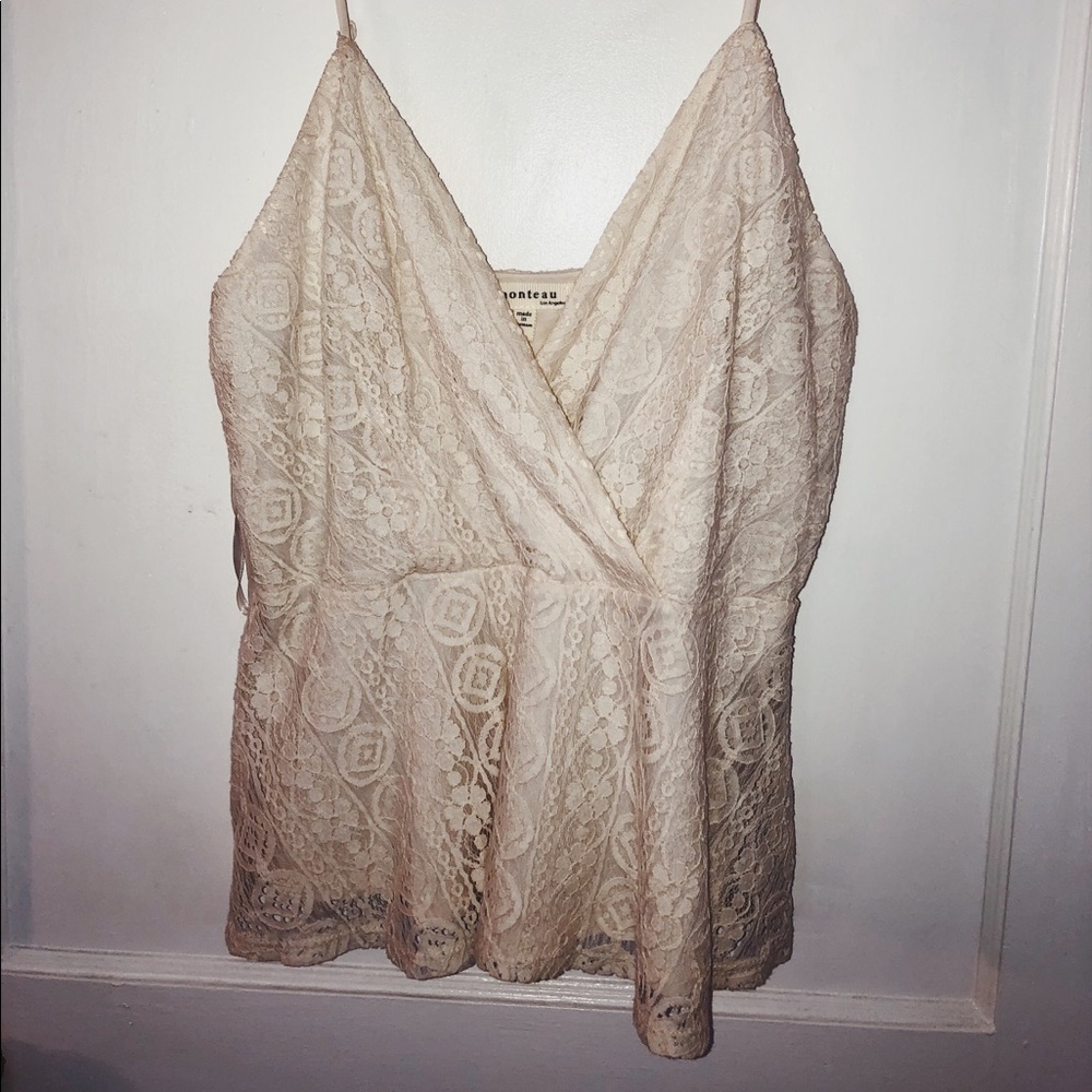 ⭐️Cream Lacy Peplum Top⭐️